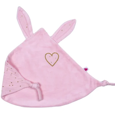 Doudou lapin petit cœur – blush pois or