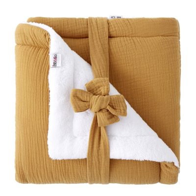 Couverture peluche double gaze & microfibre 70x100cm noisette