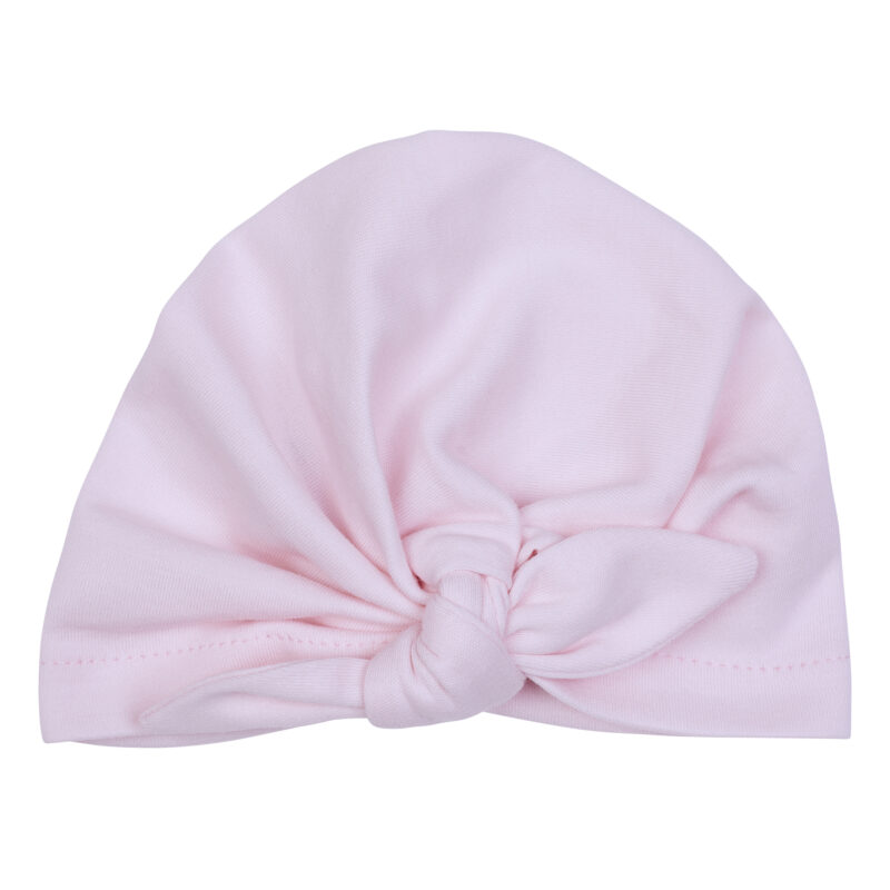 Bonnet naissance forme turban rose pastel BB&CO